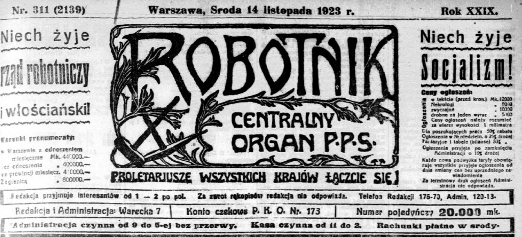 13 Robotnik organ PPS R.29, nr 311 (14 listopada 1923) s6 Bartek recenzja.