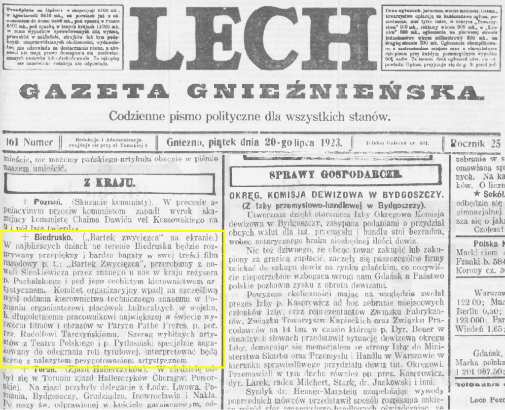 2 Lech. Gazeta Gnieźnieńska_ 1923.07.20 R.25 Nr161 str3